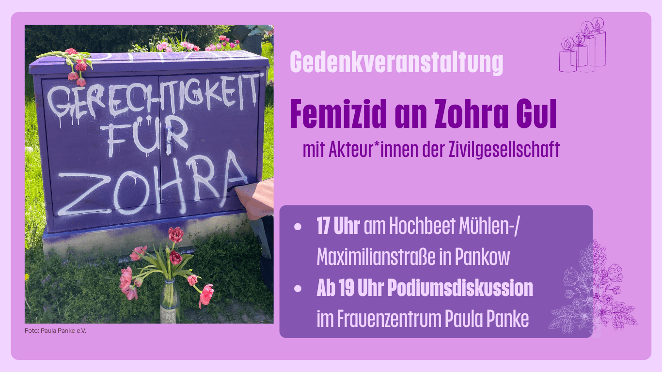 Gedenkveranstaltung: Femizid an Zohra Gul