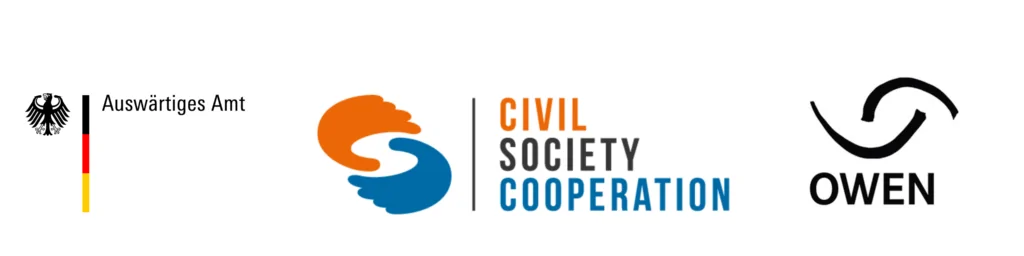 Logo Banner: Auswärtiges Amt, Civil Society Cooperation, OWEN e.V.
